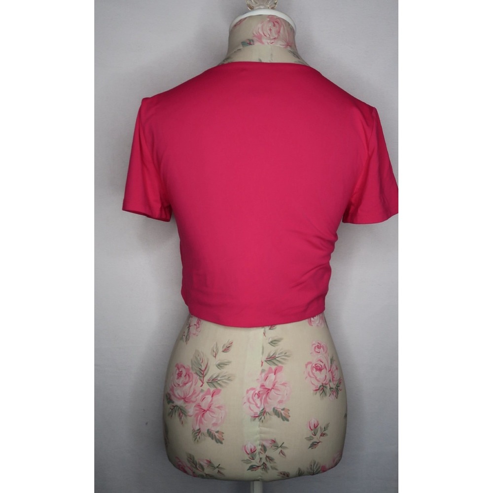 Babaton Aritzia Contour Cropped Tee Hot Pink Short Sleeve Fitted Crop Top Sz L - Picture 5 of 5